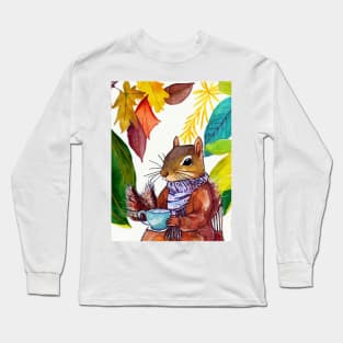 Squirrel drinking tea Long Sleeve T-Shirt